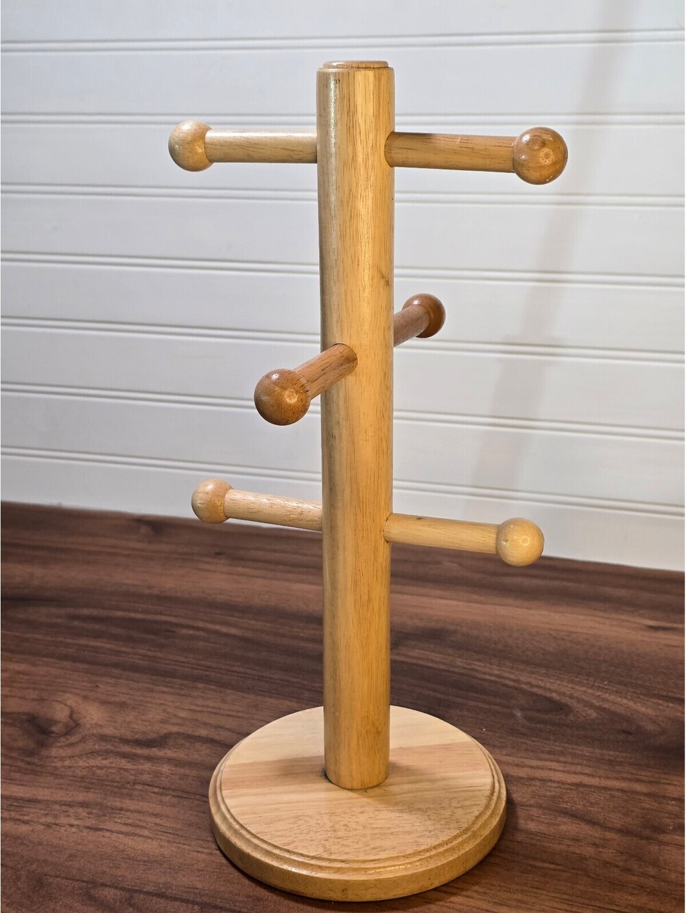 Wooden Mug Tree Stand with 6 Pegs